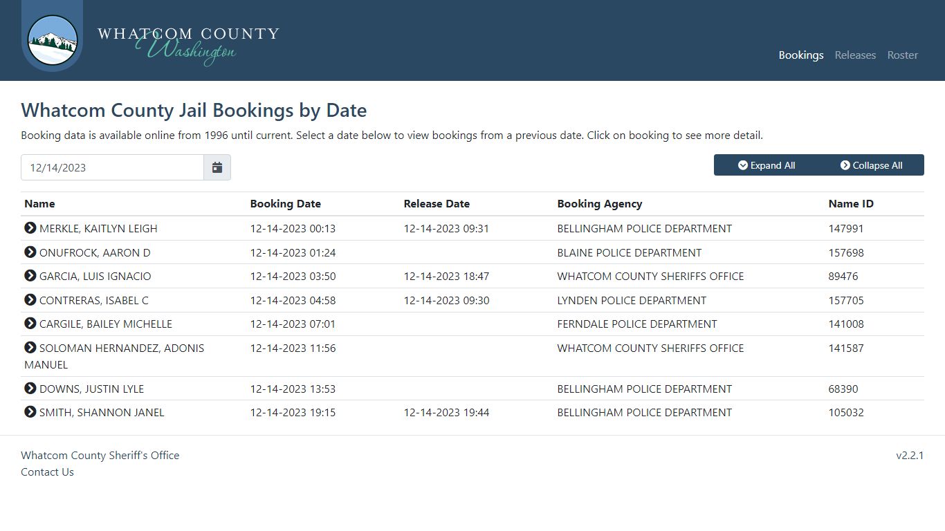 Whatcom County Sheriff's Office | Jail Bookings